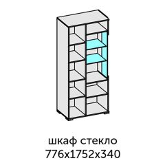 Аллегро-10 Шкаф 2дв. (со стеклом) (дуб крафт золотой-камень темный) в Карталах - kartaly.mebel24.online | фото 2