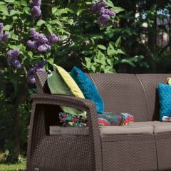 Диван пластиковый Корфу Макс (Corfu love seat max) коричневый в Карталах - kartaly.mebel24.online | фото 2