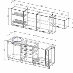 Кухонный гарнитур Антрацит 2550 (Стол. 26мм) в Карталах - kartaly.mebel24.online | фото 2