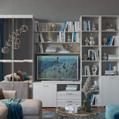 Гостиная ЛОТОС (модульная) Бодега белая в Карталах - kartaly.mebel24.online | фото 2