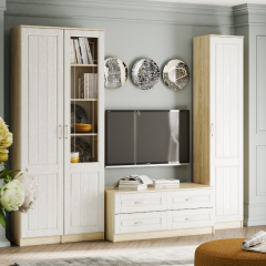 Гостиная Оливия Модульная (Белое дерево/Дуб Сонома) в Карталах - kartaly.mebel24.online | фото