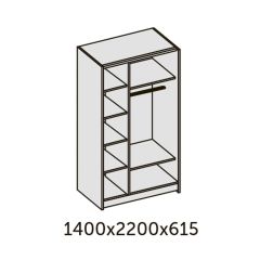 ИННЭС-5 Шкаф-купе 2-х дв. 1400 (1дв. Ф1 - бодега белая, 1дв. Ф2 - зеркало) в Карталах - kartaly.mebel24.online | фото 2