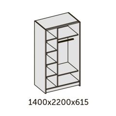 ИННЭС-5 Шкаф-купе 2-х дв. 1400 (2 дв. Ф3 - венге вст. экокожа коричневый) в Карталах - kartaly.mebel24.online | фото 2