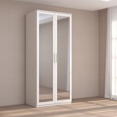 Кэт-4 Шкаф 2-х ств (2 дв зерк) (МДФ Бодега белая) в Карталах - kartaly.mebel24.online | фото