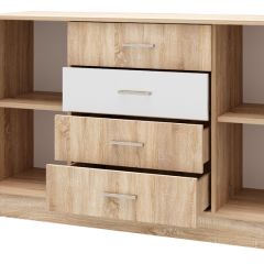 БЕАТРИС Комод К1400 (Дуб Сонома/Белый глянец) в Карталах - kartaly.mebel24.online | фото 2