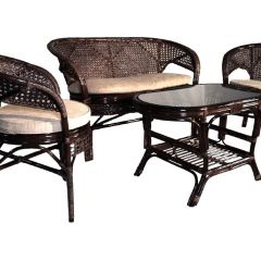 Комплект Пеланги 02/15 с 2-х местным диваном и овальным столом (Темно-коричневый) в Карталах - kartaly.mebel24.online | фото