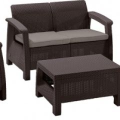 Комплект мебели Корфу сет (Corfu set) коричневый - серо-бежевый * в Карталах - kartaly.mebel24.online | фото