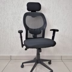 Кресло Barneo K-128 для персонала (черная ткань черная сетка) в Карталах - kartaly.mebel24.online | фото