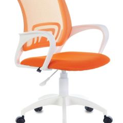 Кресло BRABIX "Fly MG-396W", пластик белый, сетка, оранжевое, 532401, MG-396W_532401 в Карталах - kartaly.mebel24.online | фото