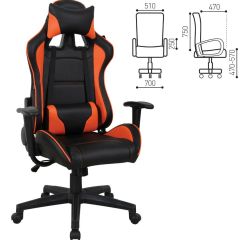 Кресло компьютерное BRABIX "GT Racer GM-100" (черное/оранжевое) 531925 в Карталах - kartaly.mebel24.online | фото 2