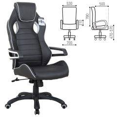 Кресло компьютерное BRABIX Techno Pro GM-003 (экокожа черное/серое, вставки серые) 531814 в Карталах - kartaly.mebel24.online | фото 1