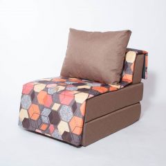 Кресло-кровать бескаркасное Харви (коричневый-геометрия браун) в Карталах - kartaly.mebel24.online | фото