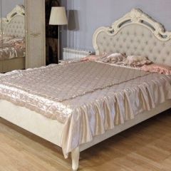 Кровать 2-х спальная 1800*2000, экокожа/каретная стяжка, Ирина (08.218) *без основания (кожа, беж) в Карталах - kartaly.mebel24.online | фото