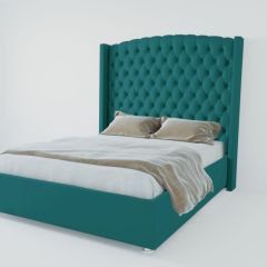 Кровать Берлин ЛЮКС с ПМ 1200 (велюр бирюзовый) в Карталах - kartaly.mebel24.online | фото 3