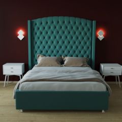 Кровать Берлин ЛЮКС с ПМ 1200 (велюр бирюзовый) в Карталах - kartaly.mebel24.online | фото 2