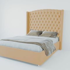 Кровать Берлин ЛЮКС с ПМ 1600 (экокожа бежевая) в Карталах - kartaly.mebel24.online | фото