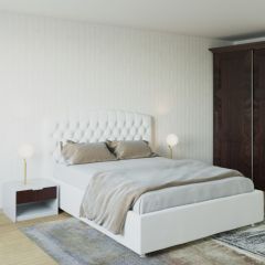 Кровать Берлин с ПМ 1200 (экокожа белая) в Карталах - kartaly.mebel24.online | фото 2