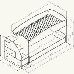 Кровать-чердак "Дюймовочка-4.2"  Дуб молочный/Оранжевый в Карталах - kartaly.mebel24.online | фото 3