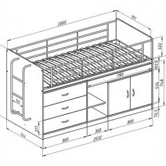 Кровать-чердак "Дюймовочка-6" Белый/Салатовый в Карталах - kartaly.mebel24.online | фото 2