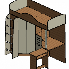 Кровать-чердак "Теремок-1" Дуб молочный/Голубой в Карталах - kartaly.mebel24.online | фото 3