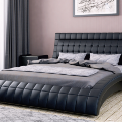 ВИРГИНИЯ Кровать 1600 (экокожа черная) в Карталах - kartaly.mebel24.online | фото