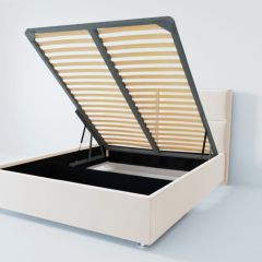 Кровать Корсика с ПМ 1600 (экокожа белая) в Карталах - kartaly.mebel24.online | фото