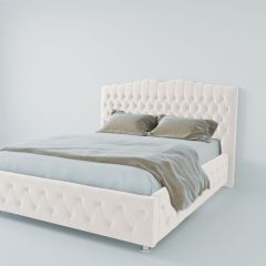 Кровать Нягань с ПМ 1400 (экокожа белая) в Карталах - kartaly.mebel24.online | фото 2