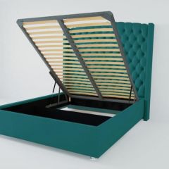 Кровать Берлин ЛЮКС с ПМ 1400 (велюр бирюзовый) в Карталах - kartaly.mebel24.online | фото