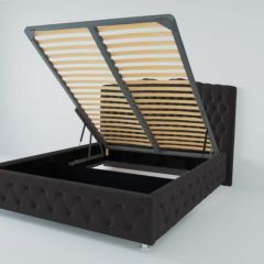 Кровать Нягань с ПМ 1600 (экокожа кольт ч) в Карталах - kartaly.mebel24.online | фото
