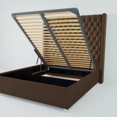 Кровать Версаль ЛЮКС с ПМ 1400 (экокожа коричневая) в Карталах - kartaly.mebel24.online | фото 2