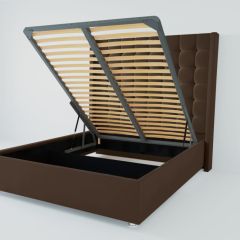 Кровать Венеция ЛЮКС с ПМ 1200 (экокожа коричневая) в Карталах - kartaly.mebel24.online | фото