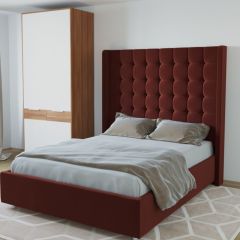 Кровать Венеция ЛЮКС с ПМ 1200 (велюр бордо) в Карталах - kartaly.mebel24.online | фото 2