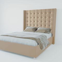 Кровать Венеция ЛЮКС с ПМ 1400 (велюр светло-серый) в Карталах - kartaly.mebel24.online | фото 2