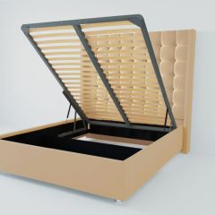Кровать Венеция ЛЮКС с ПМ 1600 (экокожа бежевая) в Карталах - kartaly.mebel24.online | фото
