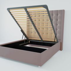 Кровать Венеция ЛЮКС с ПМ 1600 (велюр темно-серый) в Карталах - kartaly.mebel24.online | фото