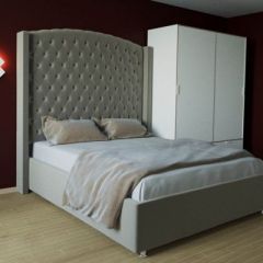 Кровать Версаль ЛЮКС с ПМ 1400 (велюр серый) в Карталах - kartaly.mebel24.online | фото