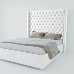 Кровать Версаль ЛЮКС с ПМ 800 (экокожа белая) в Карталах - kartaly.mebel24.online | фото