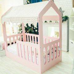 Кровать-домик без ящика 800*1600 (Розовый) в Карталах - kartaly.mebel24.online | фото