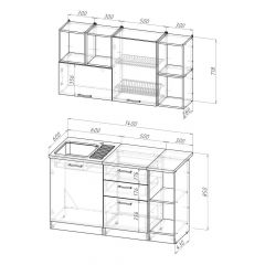 Кухонный гарнитур Ольга медиум 3 1400 мм в Карталах - kartaly.mebel24.online | фото 2