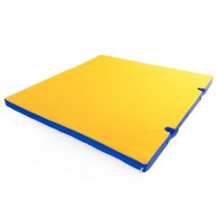 Мат гимнастический 1х1х0,05м с вырезом под стойки цв. синий-желтый в Карталах - kartaly.mebel24.online | фото
