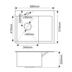 Мойка HD5851L MELANA ProfLine 3,0/200 САТИН врезная прямоугольная с коландером HD5851L в Карталах - kartaly.mebel24.online | фото 2