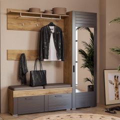 Прихожая Livorno Модульная (Софт Графит/Дуб Бунратти) в Карталах - kartaly.mebel24.online | фото 2