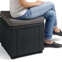 Пуфик Куб с подушкой (Cube with cushion) коричневый - серо-бежевый* в Карталах - kartaly.mebel24.online | фото 2