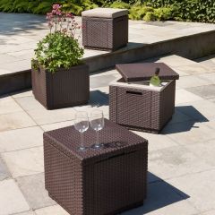 Пуфик Куб с подушкой (Cube with cushion) коричневый - серо-бежевый* в Карталах - kartaly.mebel24.online | фото 3