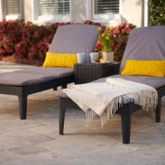 Шезлонг Джайпур с матрасом (Jaipur Sun lounger (with cushion)) графит в Карталах - kartaly.mebel24.online | фото 3