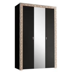 Шкаф 3-х дв.Тиффани Premium черная/золото (ТФШ1/3(П) в Карталах - kartaly.mebel24.online | фото