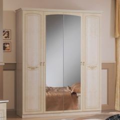 Шкаф 4-х дверный с зеркалами (08.244) Ирина (беж) в Карталах - kartaly.mebel24.online | фото