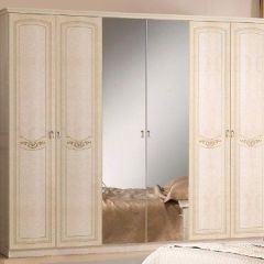 Шкаф 6-ти дверный с зеркалами (08.246) Ирина (беж) в Карталах - kartaly.mebel24.online | фото
