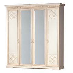 Шкаф для одежды 4-дверный №814 Парма кремовый белый в Карталах - kartaly.mebel24.online | фото