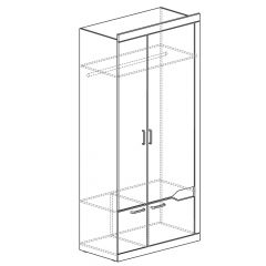 Шкаф для платья и белья 2-дв № 318 Ронда в Карталах - kartaly.mebel24.online | фото 2